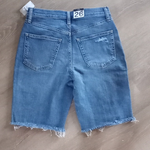 Gap Bermuda Short Hi Rise Denim Distressed Five Pocket Jean Raw Hem - Picture 6 of 9